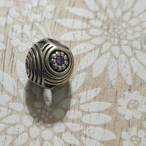 Pandora Sterling Silver Purple CZ Flower Hypnotic Bead Charm